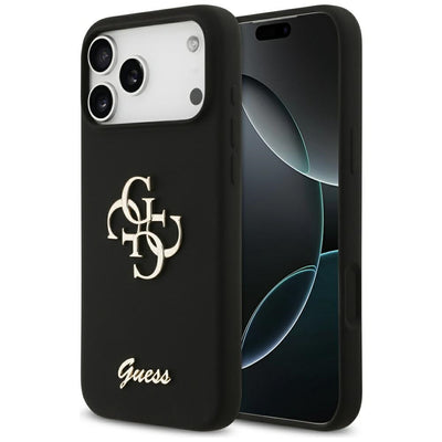 Husa Guess Silicone Big 4G Script pentru iPhone 17 Pro Max Negru