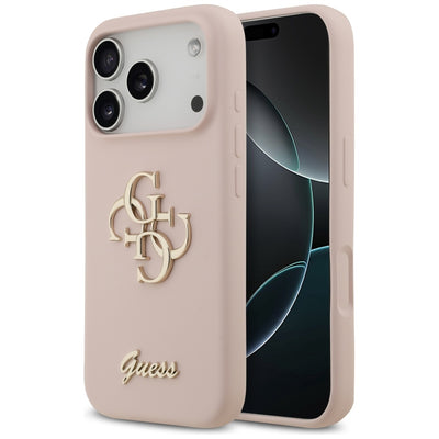 Husa Guess Silicone Big 4G Script pentru iPhone 17 Pro Roz