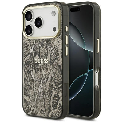 Husa Guess Python Pattern Magsafe pentru iPhone 17 Pro Maro