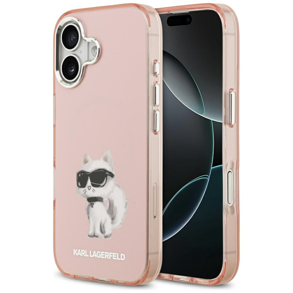 Husa Karl Lagerfeld IML Aquarelle Choupette & Logo Magsafe pentru iPhone 17 Roz