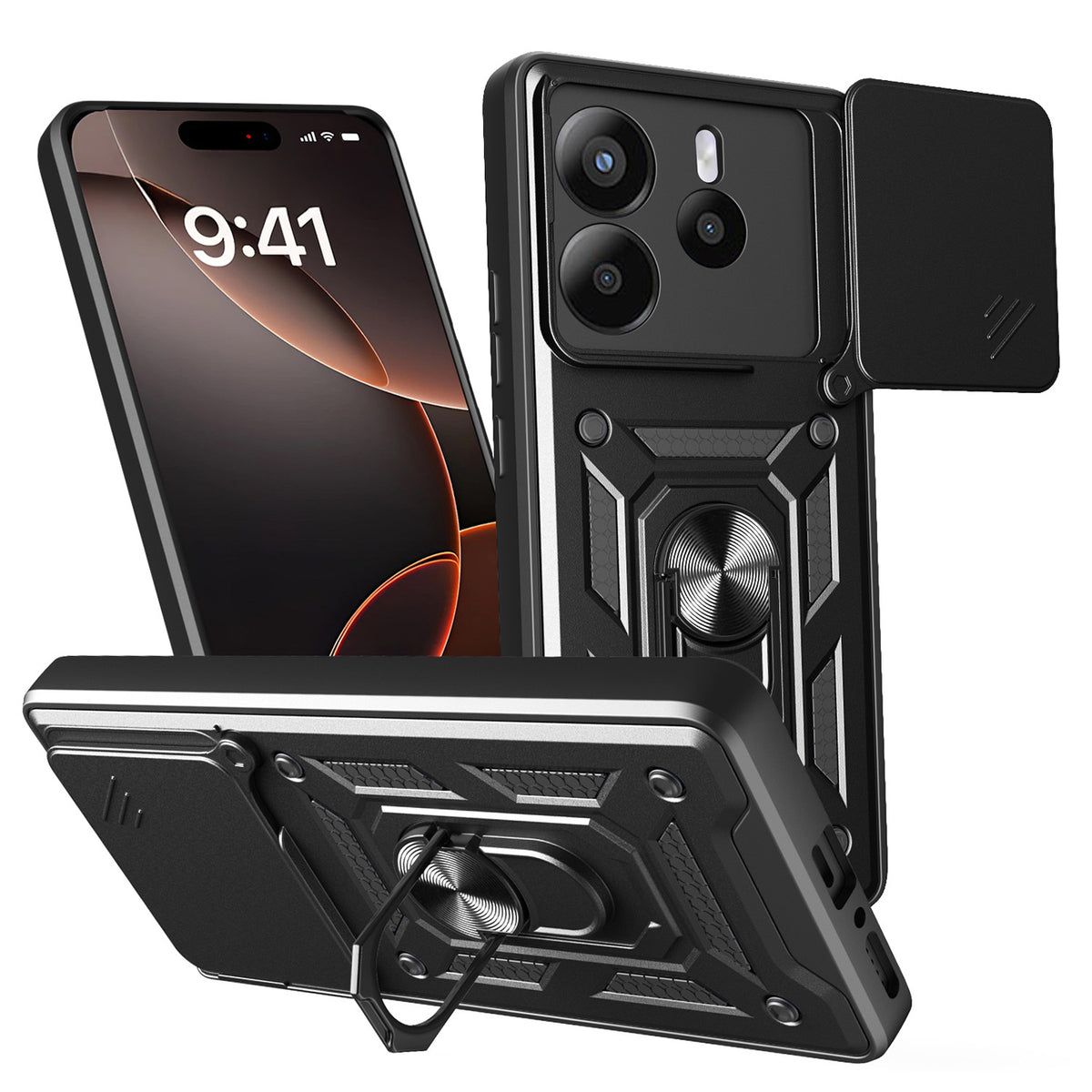 Husa Defender Slide pentru Xiaomi Redmi Note 14 5G (Global) Negru