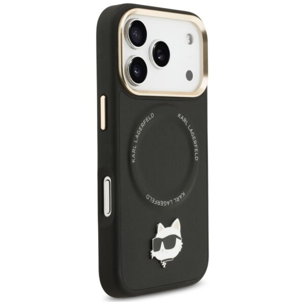 Karl Lagerfeld Big Strap Choupette Metal Logo MagSafe case for iPhone 17 Pro black