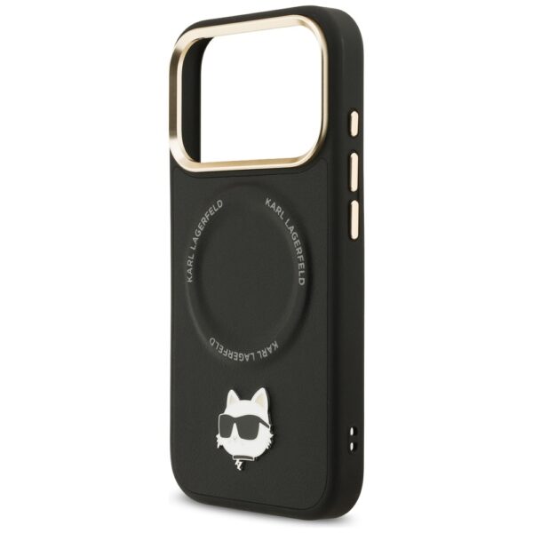 Karl Lagerfeld Big Strap Choupette Metal Logo MagSafe case for iPhone 17 Pro black