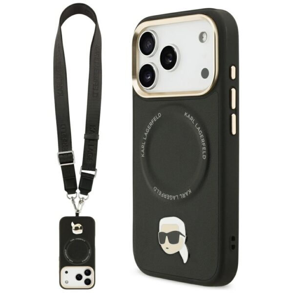 Karl Lagerfeld Big Strap Karl Metal Logo MagSafe case for iPhone 17 Pro Max black