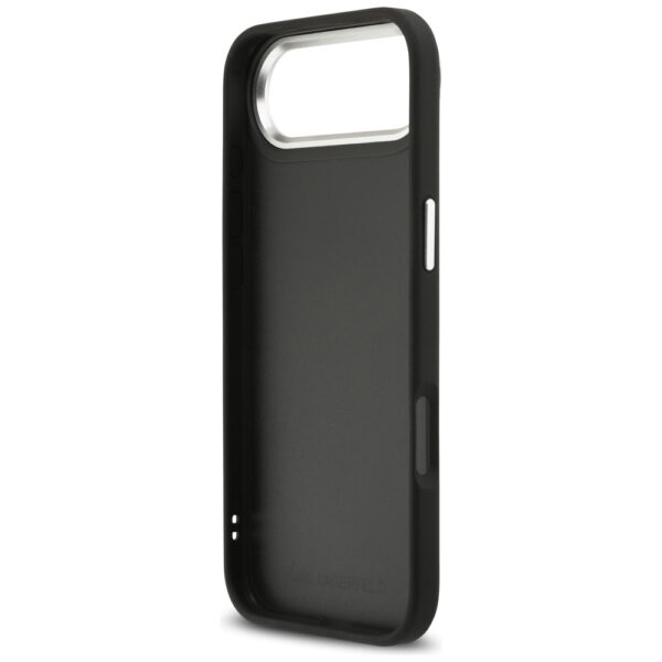 Husă pentru Karl Lagerfeld FW Grained Karl & Choupette Heads Pins & Logo iPhone Air black – Negru
