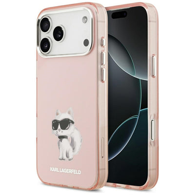 Husa Karl Lagerfeld IML Aquarelle Choupette & Logo Magsafe pentru iPhone 17 Pro / 18 Pro Roz
