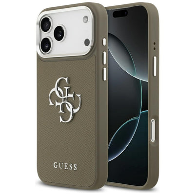 Husa Guess Grained Big 4G Classic Logo pentru iPhone 17 Pro Max Maro