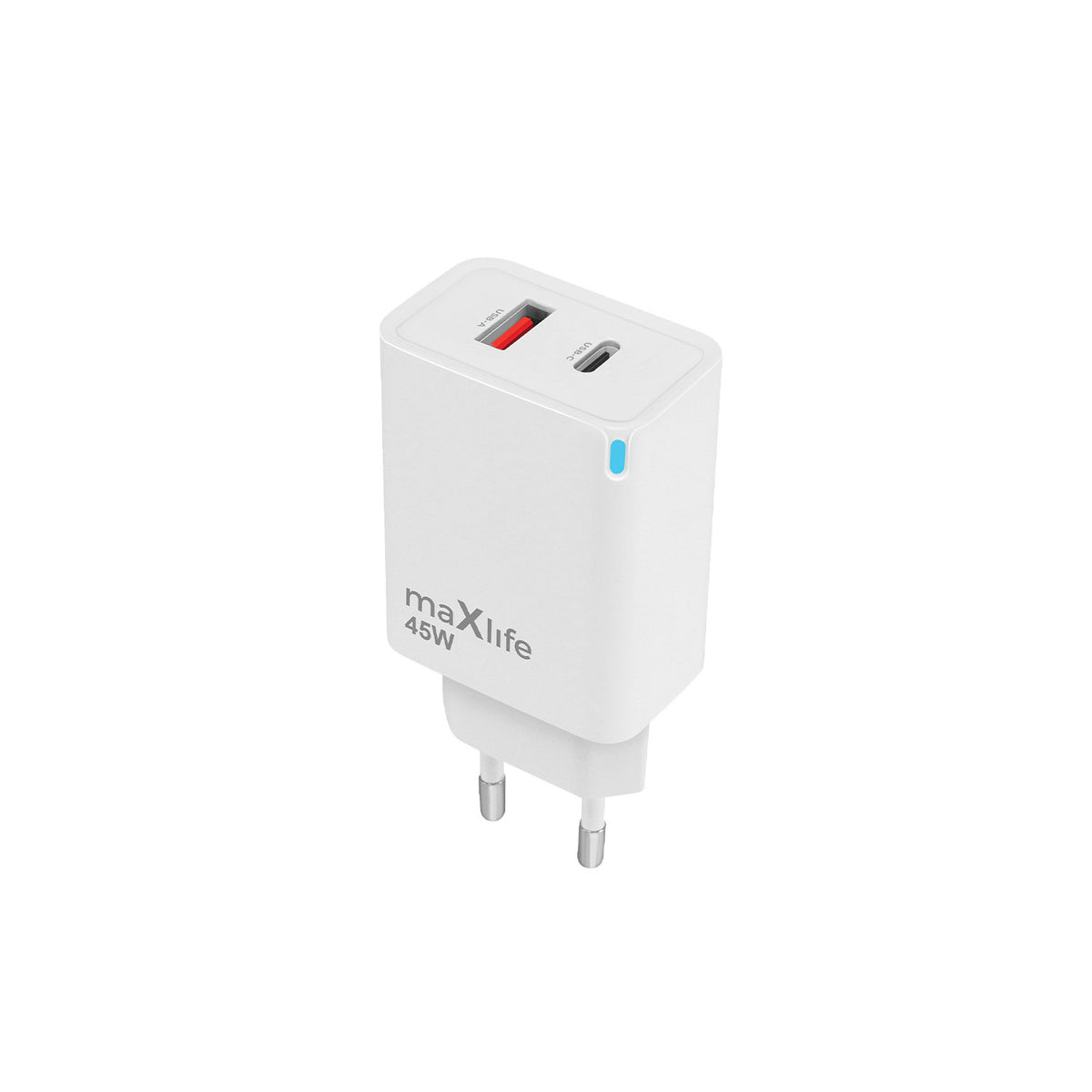 Incarcator Maxlife Mxtc-09-45ac Gan PD QC 1x Usb-c 1x USB 45W Alb