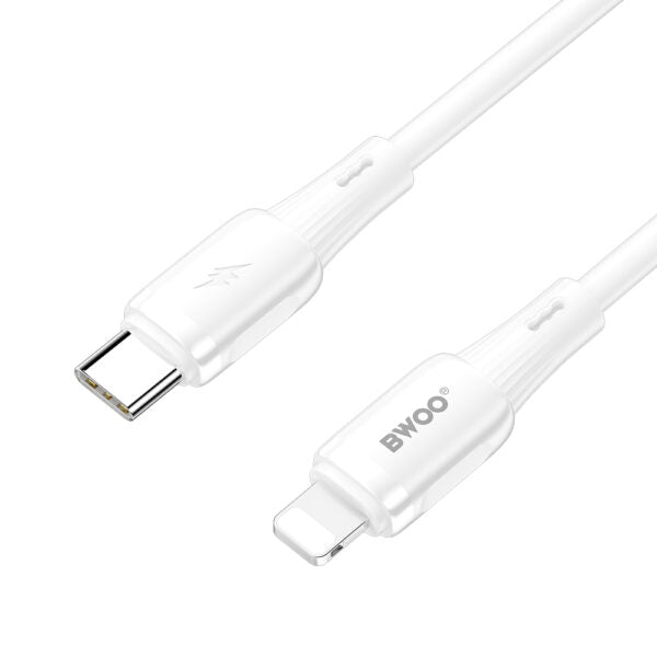 BWOO silicone cablu X329CL 27W USB-C - lightning 1m Alb