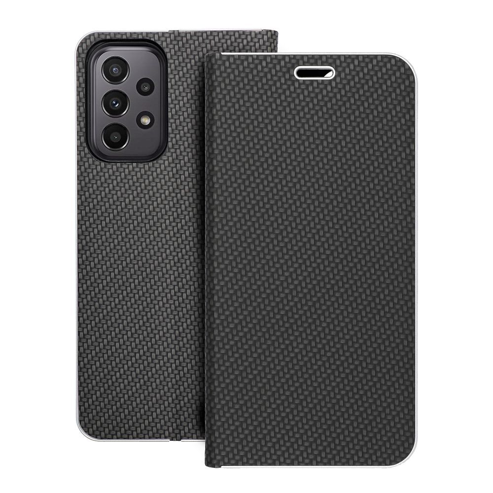 Husa Luna Book Carbon Flip pentru Samsung A23 5G Negru