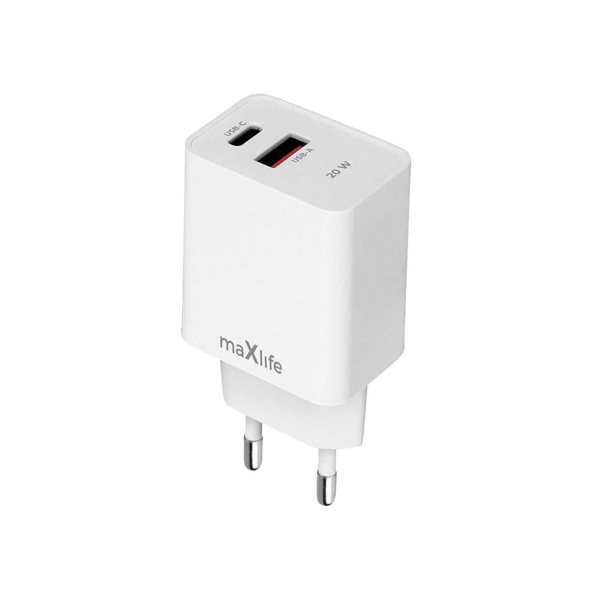 Incarcator Maxlife Mxtc-13-20ac PD QC 1x Usb-c 1x USB 20W Alb