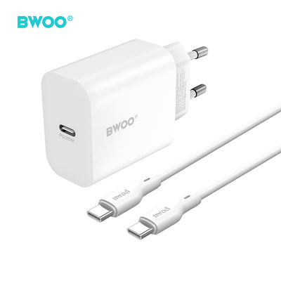 Cablu BWOO Incarcator priza PD 20W 1x Usb-c cu Usb-c - Usb-c Alb