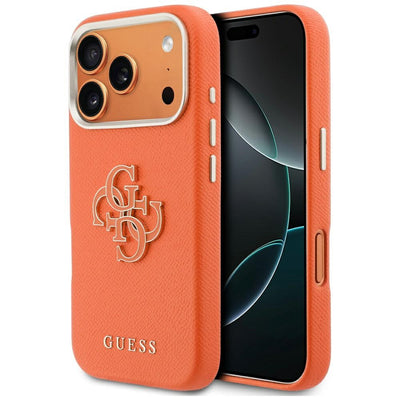 Husa Guess HC PU FW Resin Logo Portocaliu pentru iPhone 17 Pro 6,3"