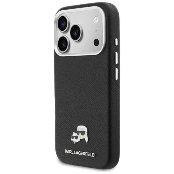 Husă pentru iPhone 17 Pro Karl Lagerfeld 6,3" HC MAGSAFE PU FW W/ K&C HEAD PIN BLACK – Negru