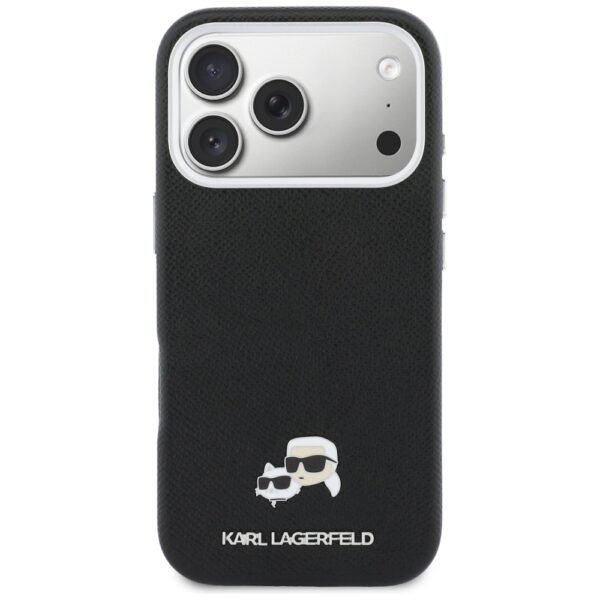 Husă pentru iPhone 17 Pro Karl Lagerfeld 6,3" HC MAGSAFE PU FW W/ K&C HEAD PIN BLACK – Negru
