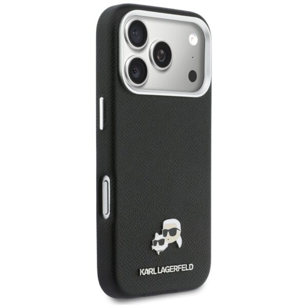 Husă pentru iPhone 17 Pro Karl Lagerfeld 6,3" HC MAGSAFE PU FW W/ K&C HEAD PIN BLACK – Negru