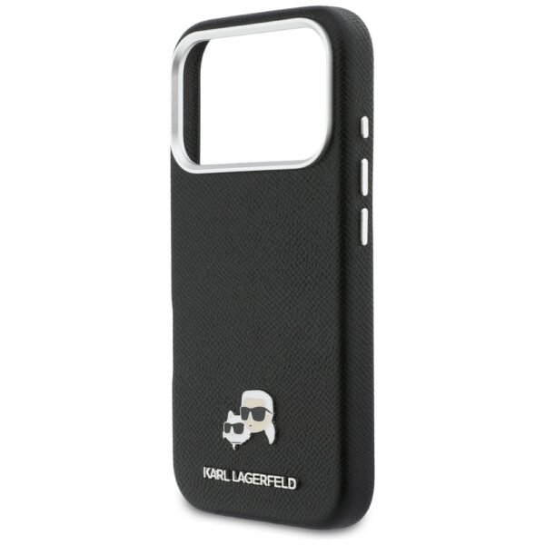 Husă pentru iPhone 17 Pro Karl Lagerfeld 6,3" HC MAGSAFE PU FW W/ K&C HEAD PIN BLACK – Negru