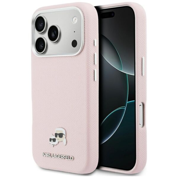 Husă pentru iPhone 17 Pro Karl Lagerfeld 6,3" HC MAGSAFE PU FW W/ K&C HEAD PIN PINK – Roz