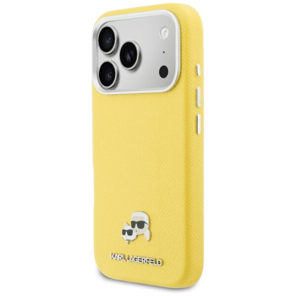 Husă pentru iPhone 17 Pro Max Karl Lagerfeld 6,9" HC MAGSAFE PU FW W/ K&C HEAD PIN YELLOW – Galben