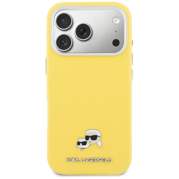 Husă pentru iPhone 17 Pro Max Karl Lagerfeld 6,9" HC MAGSAFE PU FW W/ K&C HEAD PIN YELLOW – Galben