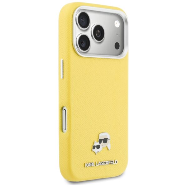 Husă pentru iPhone 17 Pro Max Karl Lagerfeld 6,9" HC MAGSAFE PU FW W/ K&C HEAD PIN YELLOW – Galben