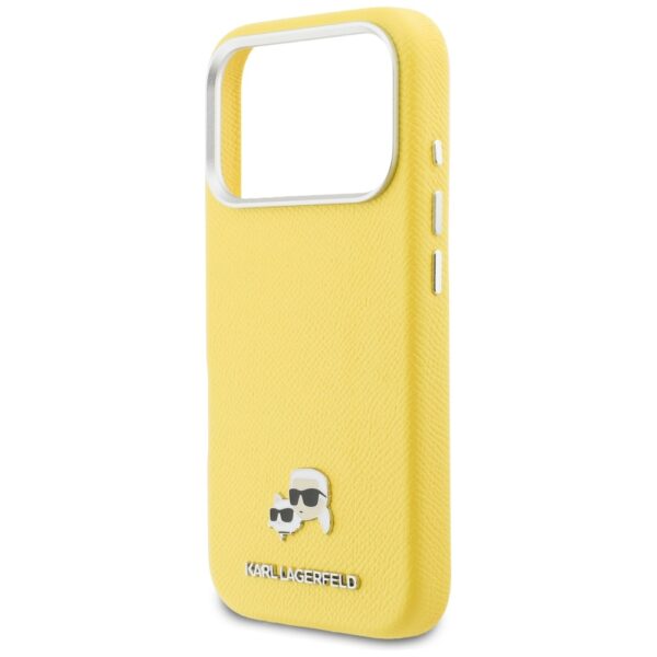 Husă pentru iPhone 17 Pro Max Karl Lagerfeld 6,9" HC MAGSAFE PU FW W/ K&C HEAD PIN YELLOW – Galben