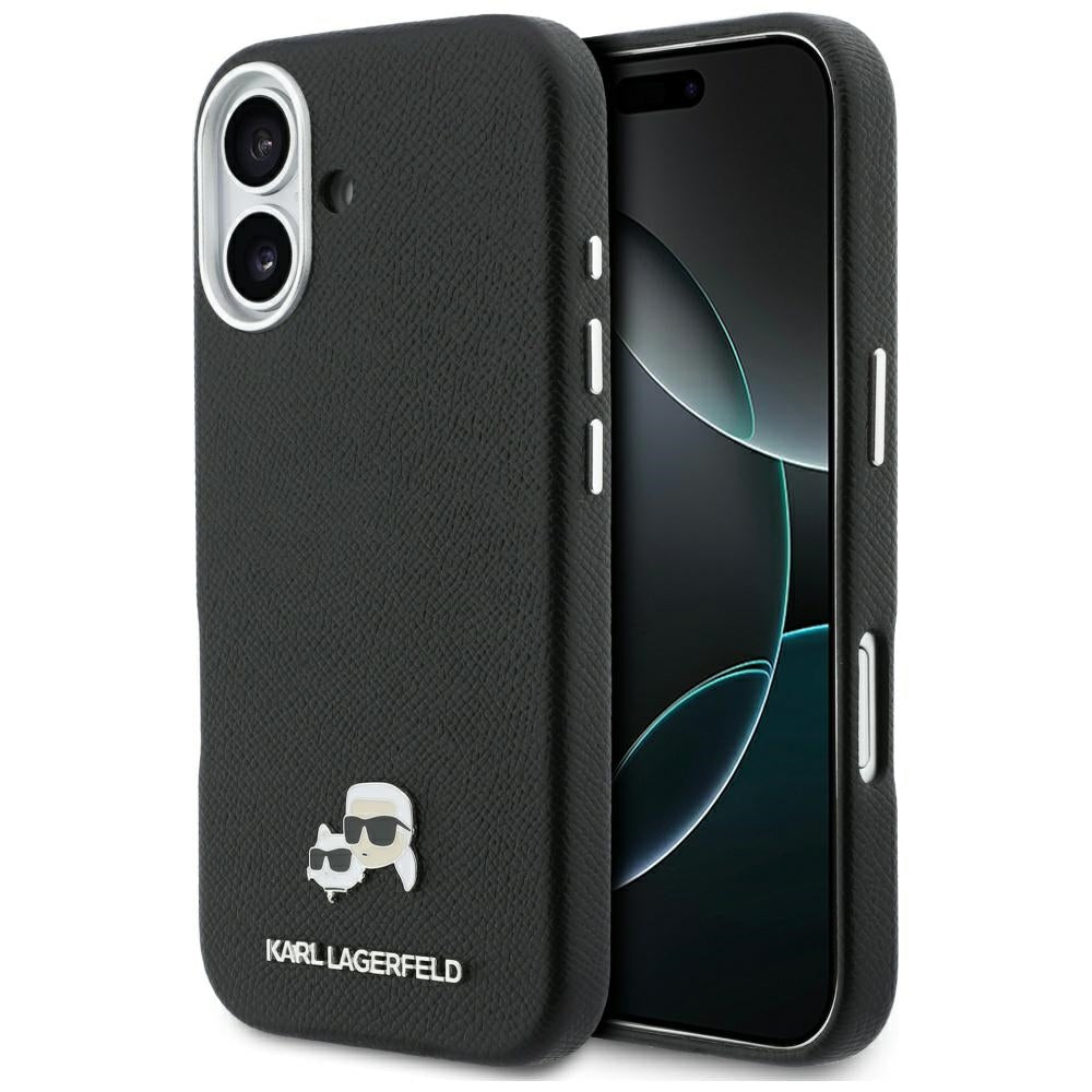 Husă pentru iPhone 17 Karl Lagerfeld 6,3" HC MAGSAFE PU FW W/ K&C HEAD PIN BLACK – Negru