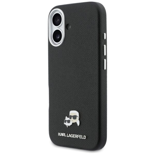 Husă pentru iPhone 17 Karl Lagerfeld 6,3" HC MAGSAFE PU FW W/ K&C HEAD PIN BLACK – Negru