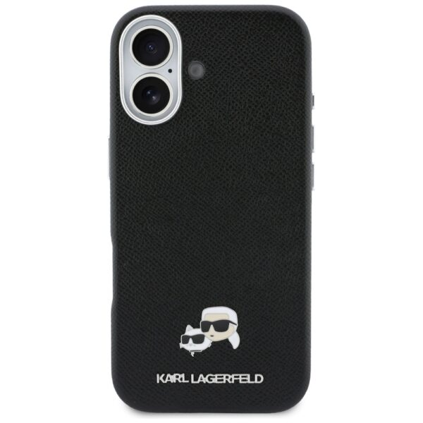 Husă pentru iPhone 17 Karl Lagerfeld 6,3" HC MAGSAFE PU FW W/ K&C HEAD PIN BLACK – Negru