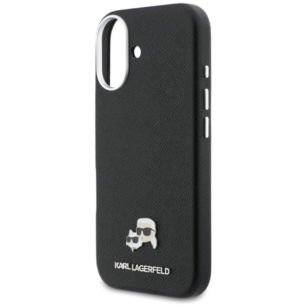 Husă pentru iPhone 17 Karl Lagerfeld 6,3" HC MAGSAFE PU FW W/ K&C HEAD PIN BLACK – Negru