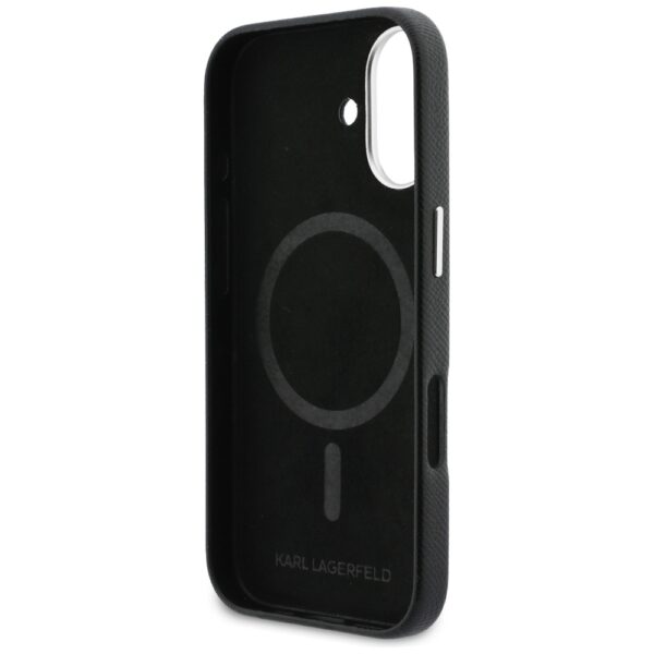 Husă pentru iPhone 17 Karl Lagerfeld 6,3" HC MAGSAFE PU FW W/ K&C HEAD PIN BLACK – Negru