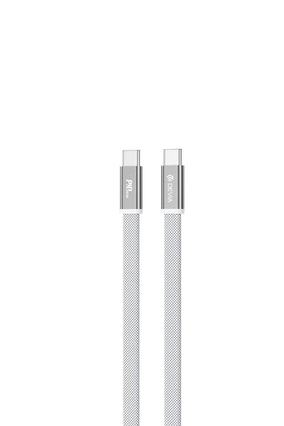 Cablu Devia Ultra3 Usb-c PD 240W Metal Woven Flat Fast Charging 1,5 M Alb