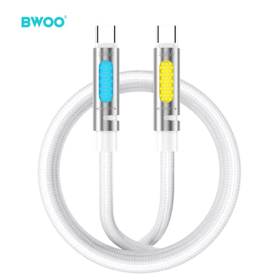 Cablu BWOO 240W Super Fast Charging Data cu RGB Alb deschis X325c-c