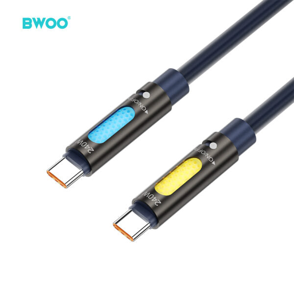 BWOO 240W Type C to Type C Data scented cablu With RGB Lighting Negru X325C-C