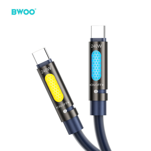 BWOO 240W Type C to Type C Data scented cablu With RGB Lighting Negru X325C-C