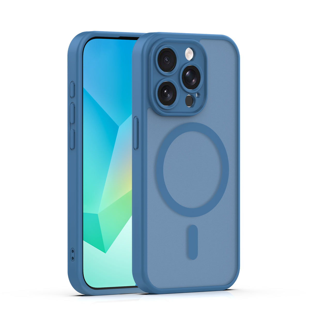 Husa Mag Matt pentru iPhone 15 Pro 6,1" Albastru inchis Camera Protection
