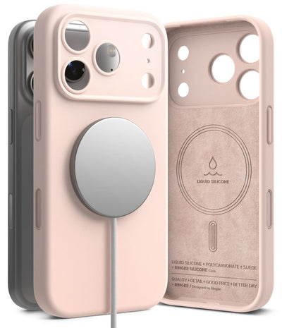 Husa Ringke Silicone Magnetic Magsafe iPhone 18 Pro Roz Sand