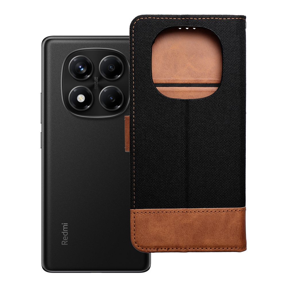 Husa Jeans Book Flip pentru Xiaomi Redmi Note 14 PRO 4G Negru