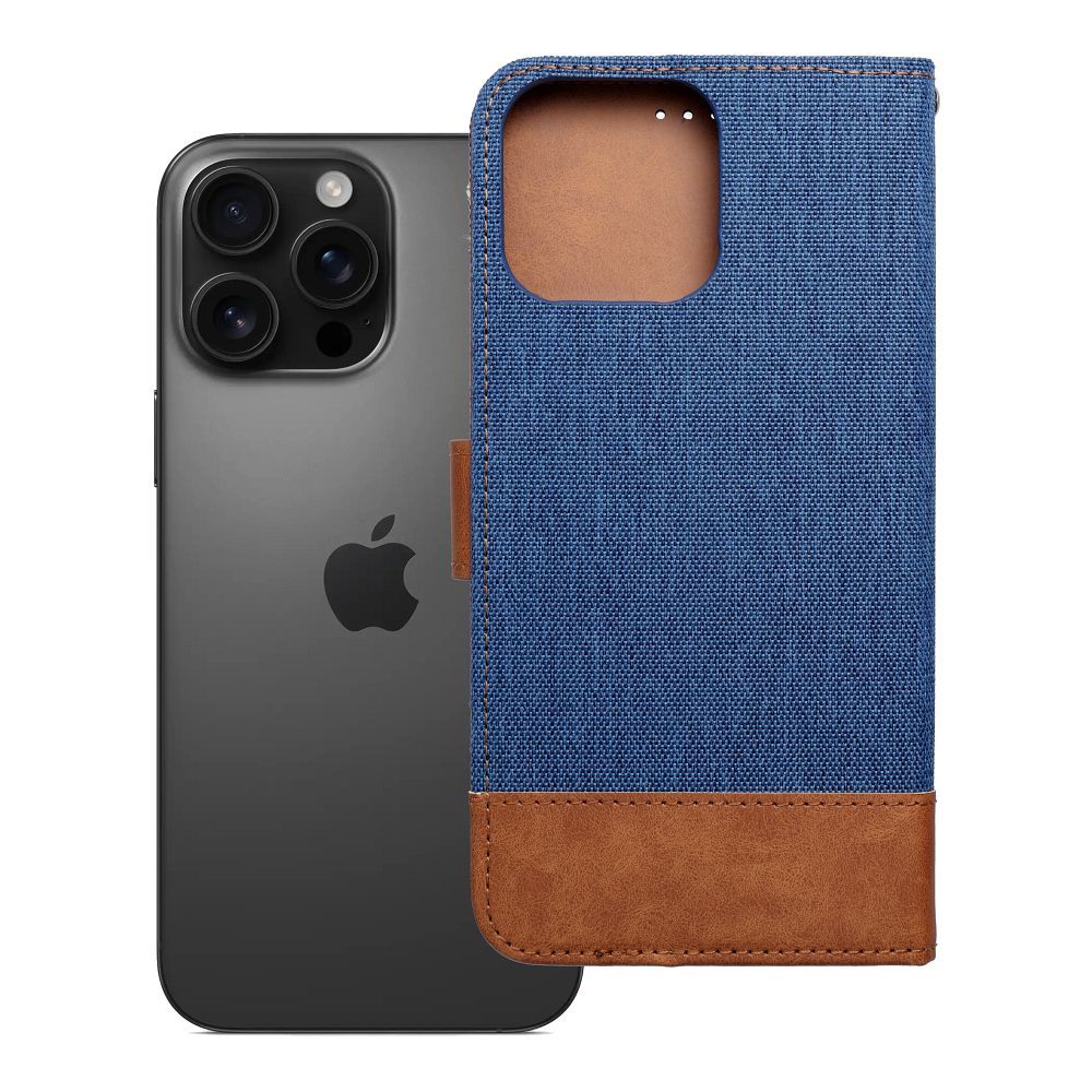 Husa Jeans Book Flip pentru iPhone 16 PRO MAX Albastru
