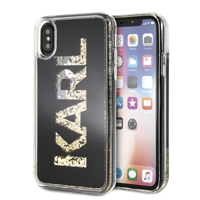 Husa Karl Lagerfeld Karl Logo Glitter iPhone X/Xs - Negru