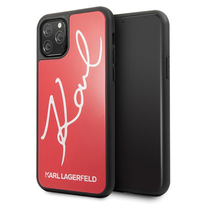 Husa Karl Lagerfeld Signature Glitter pentru iPhone 11 Pro Max - Rosu