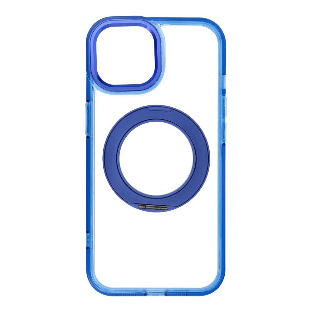 Husa pentru iPhone 15 Frame Circle Stand Compatible cu Magsafe Bleumarin