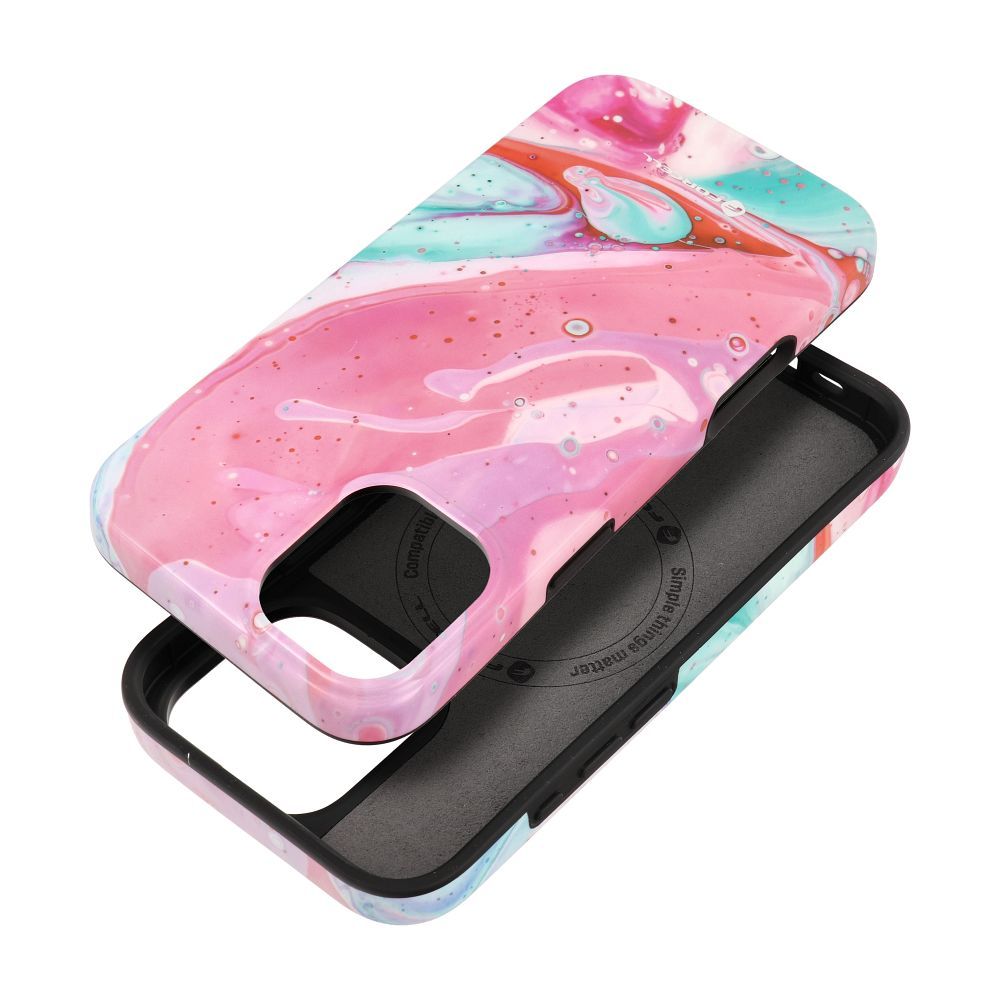 Husa Forcell pentru iPhone 16 Plus F-protect Mirage Compatible cu Magsafe Military Drop-test Roz Marble