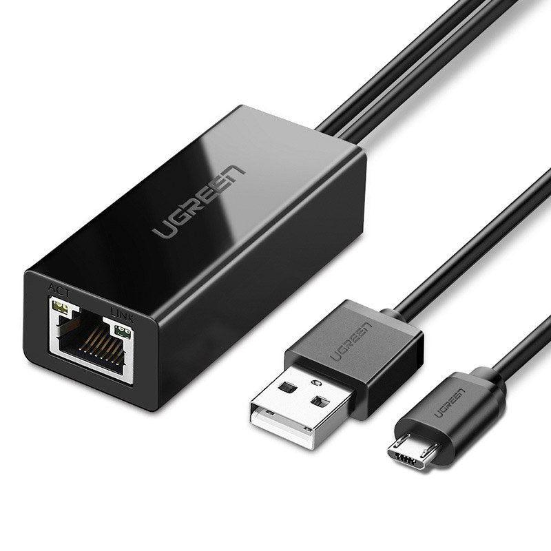 Cablu Ugreen 30985 External Network Card pentru Chromecast cu Micro USB / Usb-a Connectors 100Mb/S 1m - Negru