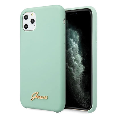 Husa Guess iPhone 11 Pro Max Verde/Verde Hard Silicone Vintage Auriu Logo