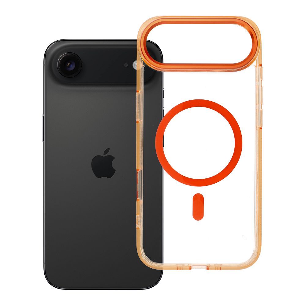 Husa Frame Transparent Hybrid Mag pentru iPhone 17 AIR Compatible cu Magsafe Hermes Portocaliu