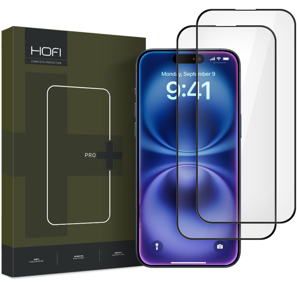 Folie sticla Hofi Pro+ 2-pack iPhone 15 / 16 Negru