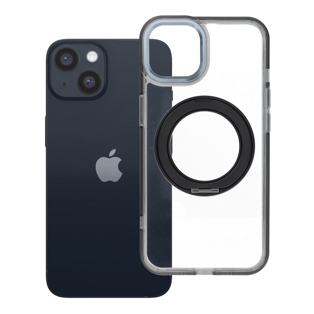 Husa pentru iPhone 14 Frame Circle Stand Compatible cu Magsafe Negru