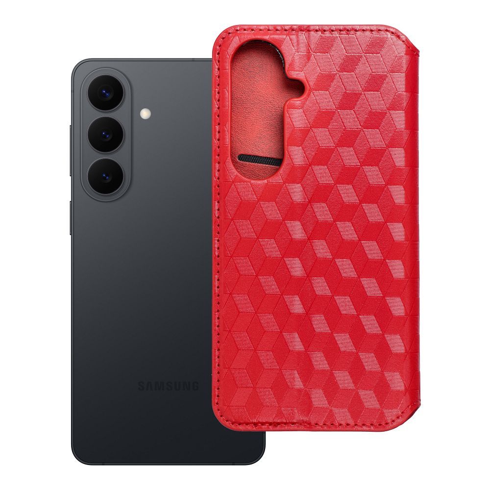 Husa Cubic Book Flip pentru Samsung S26 Rosu