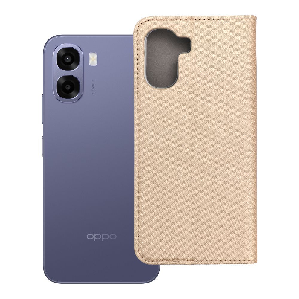 Husa Smart Book pentru Oppo A6x Auriu